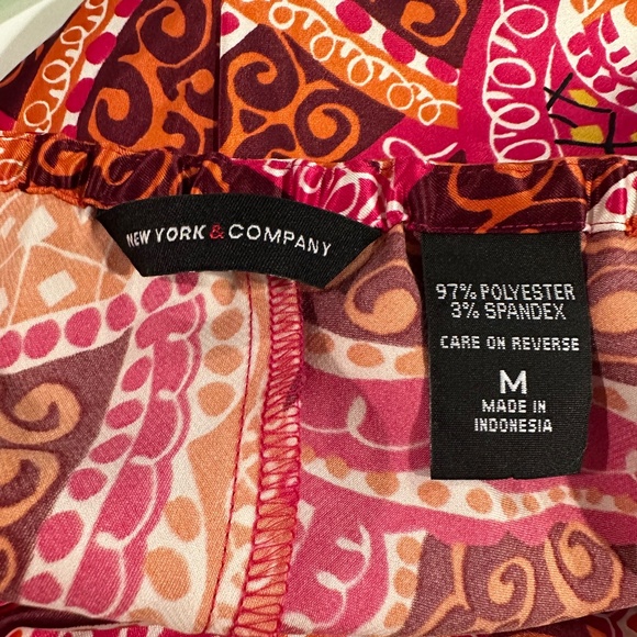 NEW YORK & COMPANY Maxi Dress Halter Neck Slip Pink Abstract Print Medium - Picture 5 of 7